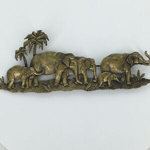 Vtg Large J. J. Elephant Family Herd African Safari Brooch Pin